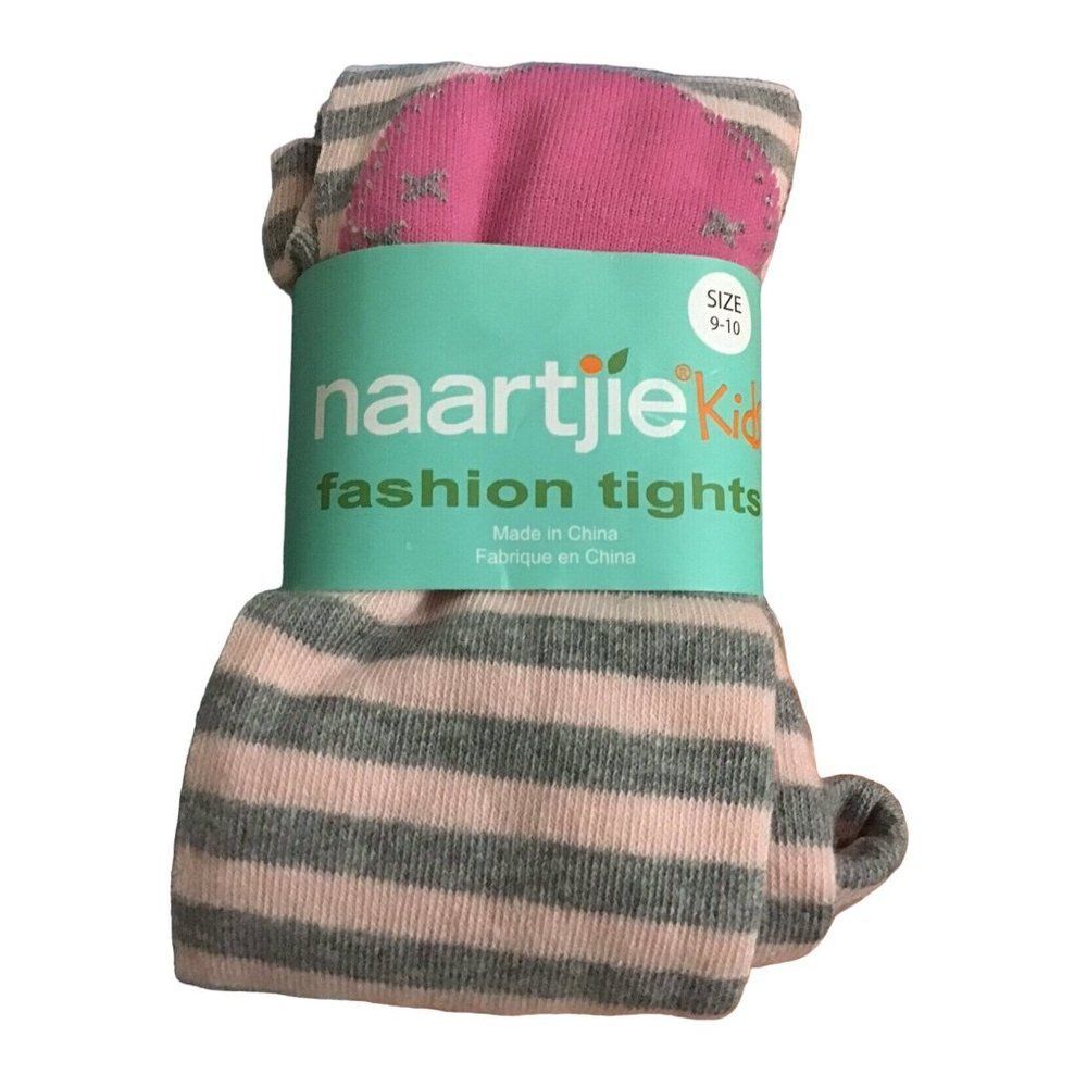 Naartjie knit Footless Tights Gray and Pink Stripes nwt